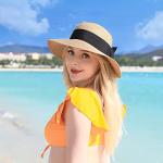 Women's Foldable Straw Sun Hat with UPF 50+