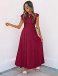 Flutter Sleeve Midi Dress for Wine Tasting | Chic Vineyard Outfit