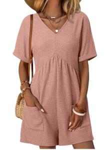 Cute Summer Pink Romper with Pockets for Wine Tasting | Stylish Vineyard Outfit for Women