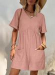 Cute Summer Pink Romper with Pockets for Wine Tasting | Stylish Vineyard Outfit for Women
