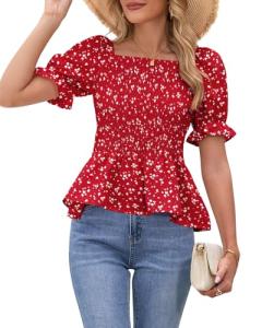 Floral Summer Puff Sleeve Babydoll Top for Wine Tasting | Chic Vineyard Blouse for Women