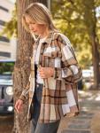 Women’s Plaid Flannel Button Down Jacket for Wine Tasting | Cozy Fall Vineyard Outfit