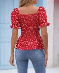Floral Summer Puff Sleeve Babydoll Top for Wine Tasting | Chic Vineyard Blouse for Women