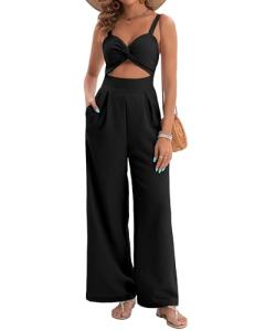 Chic Black Summer Jumpsuit with Pockets for Wine Tasting | Stylish Vineyard Outfit