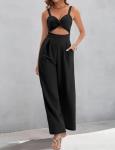 Chic Black Summer Jumpsuit with Pockets for Wine Tasting | Stylish Vineyard Outfit