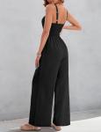 Chic Black Summer Jumpsuit with Pockets for Wine Tasting | Stylish Vineyard Outfit