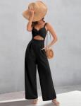 Chic Black Summer Jumpsuit with Pockets for Wine Tasting | Stylish Vineyard Outfit