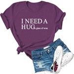 Huge Glass of Wine Letter Print Tee for Women