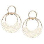 White Boho Raffia Hoop Earrings for Women | Winery Outfit Jewelry & Wine Tasting Accessories for Summer Adventures
