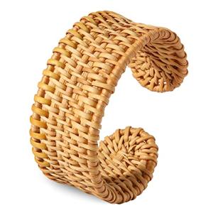 Handmade Bohemian Woven Rattan Cuff Bracelet | Stylish Winery Jewelry for Wine Tasting Outfits & Vineyard Fashion