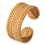 Handmade Bohemian Woven Rattan Cuff Bracelet | Stylish Winery Jewelry for Wine Tasting Outfits & Vineyard Fashion