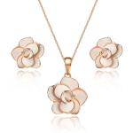 18K Gold Plated Rose Flower Jewelry Set | Elegant Winery Outfit Accessories & Wine Tasting Jewelry for Women