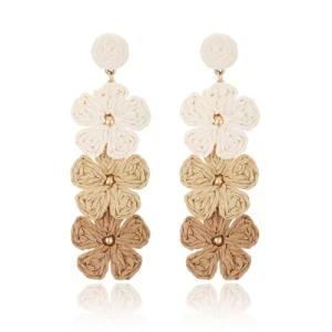 Raffia Flower Drop Earrings for Women | Winery Outfit Jewelry & Wine Tasting Accessories for Summer Fashion