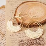 White Boho Raffia Hoop Earrings for Women | Winery Outfit Jewelry & Wine Tasting Accessories for Summer Adventures