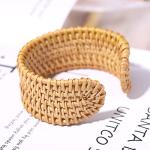 Handmade Bohemian Woven Rattan Cuff Bracelet | Stylish Winery Jewelry for Wine Tasting Outfits & Vineyard Fashion