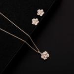 18K Gold Plated Rose Flower Jewelry Set | Elegant Winery Outfit Accessories & Wine Tasting Jewelry for Women