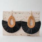 Black Boho Raffia Tassel Earrings for Women | Winery Outfit Jewelry, Vineyard Fashion & Wine Tasting Accessories