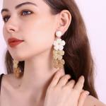Raffia Flower Drop Earrings for Women | Winery Outfit Jewelry & Wine Tasting Accessories for Summer Fashion
