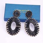 Black Raffia Tassel Hoop Drop Earrings for Women | Winery Outfit Jewelry & Wine Tasting Accessories for Wine Lovers