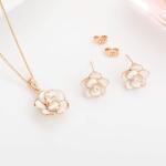18K Gold Plated Rose Flower Jewelry Set | Elegant Winery Outfit Accessories & Wine Tasting Jewelry for Women