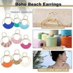 White Boho Raffia Hoop Earrings for Women | Winery Outfit Jewelry & Wine Tasting Accessories for Summer Adventures