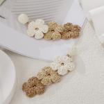 Raffia Flower Drop Earrings for Women | Winery Outfit Jewelry & Wine Tasting Accessories for Summer Fashion