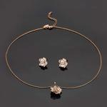 18K Gold Plated Rose Flower Jewelry Set | Elegant Winery Outfit Accessories & Wine Tasting Jewelry for Women