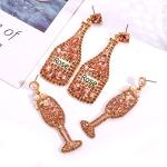 Rhinestone Rosé Wine Bottle Earrings for Women | Sparkling Winery Outfit Jewelry, Wine Tasting Accessories & Wine Lover Gift Earrings