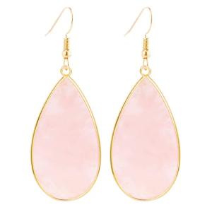 Pink Quartz Teardrop Earrings for Women | Stylish Winery Jewelry & Wine Tasting Outfit Accessories