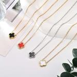 Gold & Mother of Pearl Clover Pendant Necklace and Earrings Set for Women | Winery Outfit Jewelry & Wine Tasting Accessories