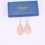 Pink Quartz Teardrop Earrings for Women | Stylish Winery Jewelry & Wine Tasting Outfit Accessories