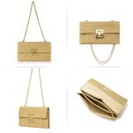 Stylish Straw Clutch Purse with Gold Chain for Women | Chic Winery Outfit Handbag & Vineyard Fashion Accessory