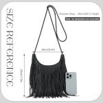 Boho Black Suede Fringe Crossbody Handbag for Women | Chic Winery Outfit Purse & Vineyard Fashion Accessory