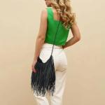 Boho Black Suede Fringe Crossbody Handbag for Women | Chic Winery Outfit Purse & Vineyard Fashion Accessory