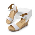 Women’s White Open Toe Ankle Strap Wedge Sandals | Chic Winery Shoes for Wine Tasting Outfits & Vineyard Fashion