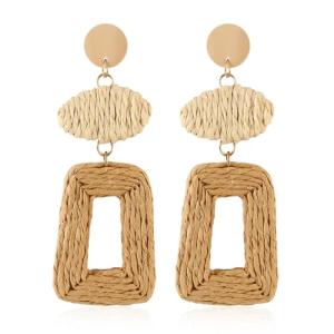 Tan Straw Dangle Boho Earrings for Women | Chic Winery Outfit Jewelry & Vineyard Fashion Accessory