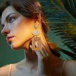 Tan Straw Dangle Boho Earrings for Women | Chic Winery Outfit Jewelry & Vineyard Fashion Accessory