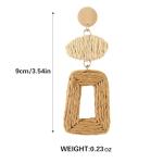 Tan Straw Dangle Boho Earrings for Women | Chic Winery Outfit Jewelry & Vineyard Fashion Accessory