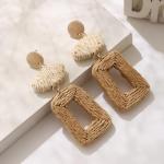 Tan Straw Dangle Boho Earrings for Women | Chic Winery Outfit Jewelry & Vineyard Fashion Accessory