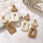 Tan Straw Dangle Boho Earrings for Women | Chic Winery Outfit Jewelry & Vineyard Fashion Accessory