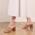 Brown Raffia Heeled Mules for Women | Chic Winery Shoes for Wine Tasting Outfits & Vineyard Fashion