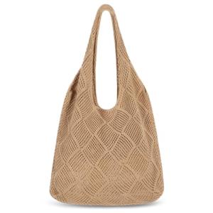 Brown Crochet Tote Bag for Women | Chic Winery Outfit Handbag & Vineyard Fashion Accessory