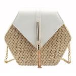 White and Tan Straw Crossbody Bag for Women | Chic Winery Outfit Purse & Vineyard Fashion Accessory