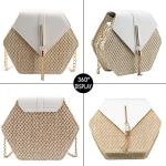 White and Tan Straw Crossbody Bag for Women | Chic Winery Outfit Purse & Vineyard Fashion Accessory