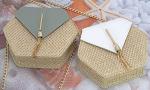 White and Tan Straw Crossbody Bag for Women | Chic Winery Outfit Purse & Vineyard Fashion Accessory