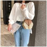 White and Tan Straw Crossbody Bag for Women | Chic Winery Outfit Purse & Vineyard Fashion Accessory