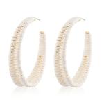 Boho Chic Rattan Flower Hoop Earrings for Women | Vineyard Fashion Jewelry & Wine Tasting Outfit Accessories