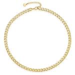 Women’s Gold Plated Cuban Curb Chain Choker Necklace | Chic Winery Outfit Jewelry & Vineyard Fashion Accessory