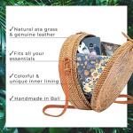 Tan Round Rattan Crossbody Bag for Women | Chic Winery Outfit Handbag & Vineyard Travel Accessory