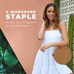 Tan Round Rattan Crossbody Bag for Women | Chic Winery Outfit Handbag & Vineyard Travel Accessory